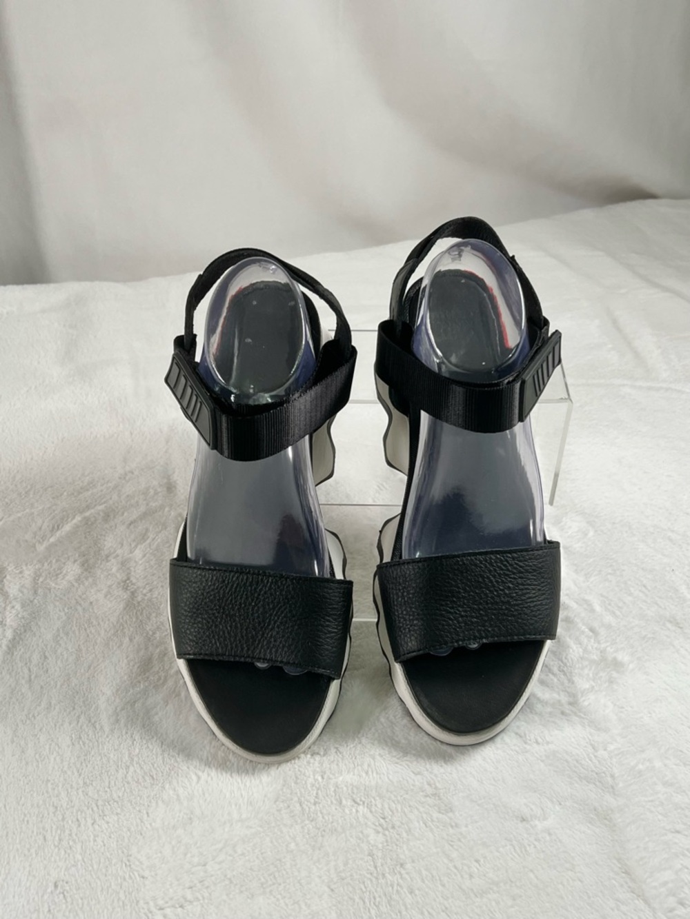 SOREL Sandals Black Kinetic Impact Platform Wedge Womens Size 9.5 NL4962-010 - Picture 2 of 12